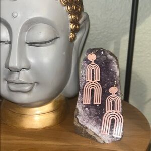 Pink Art Deco Acrylic Arch Earrings